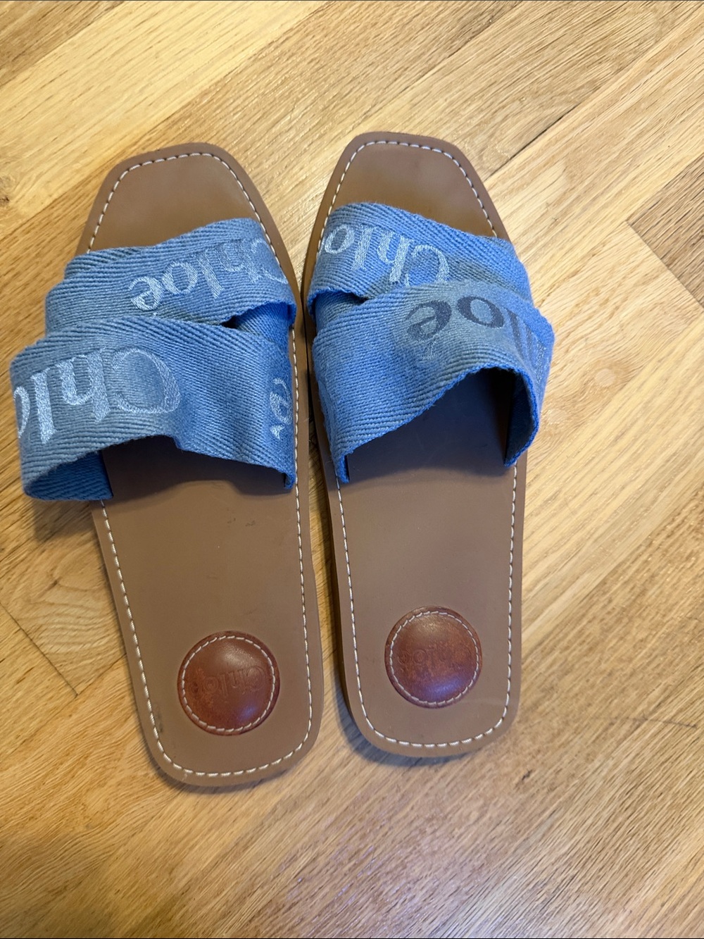 Chloe Woody Logo Slide Sandals